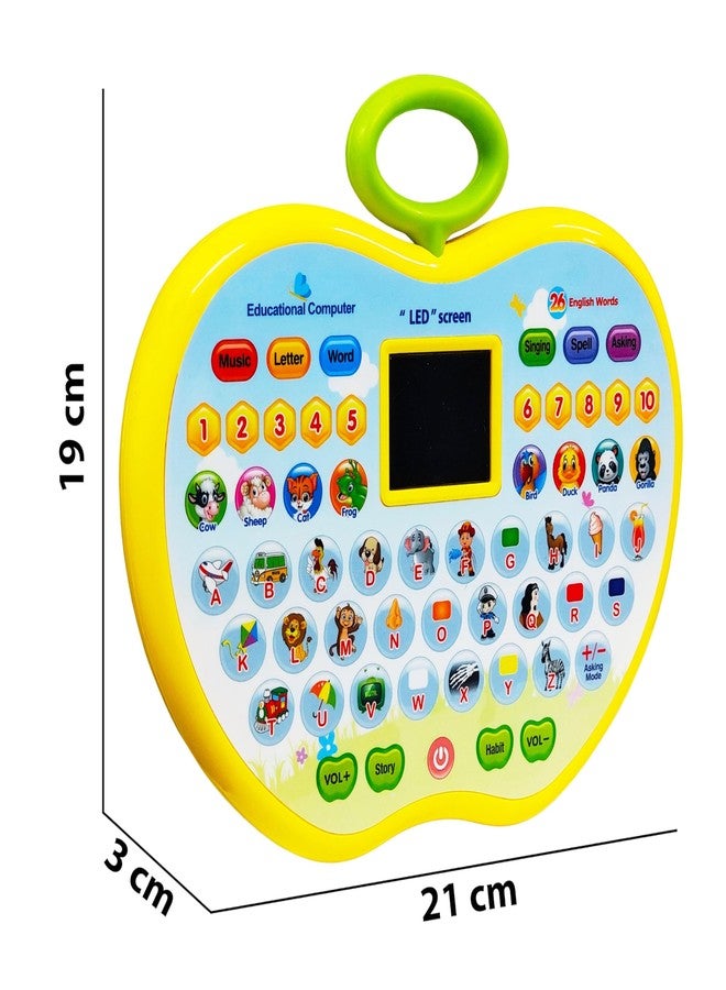 في جراسب لعبة كمبيوتر محمول تعليمية صغيرة على شكل تفاحة من VGRASSP، مزودة بشاشة LED وموسيقى ممتعة لتعليم الحروف والأرقام والكلمات والحيوانات - اللون حسب المتوفر - Image 3